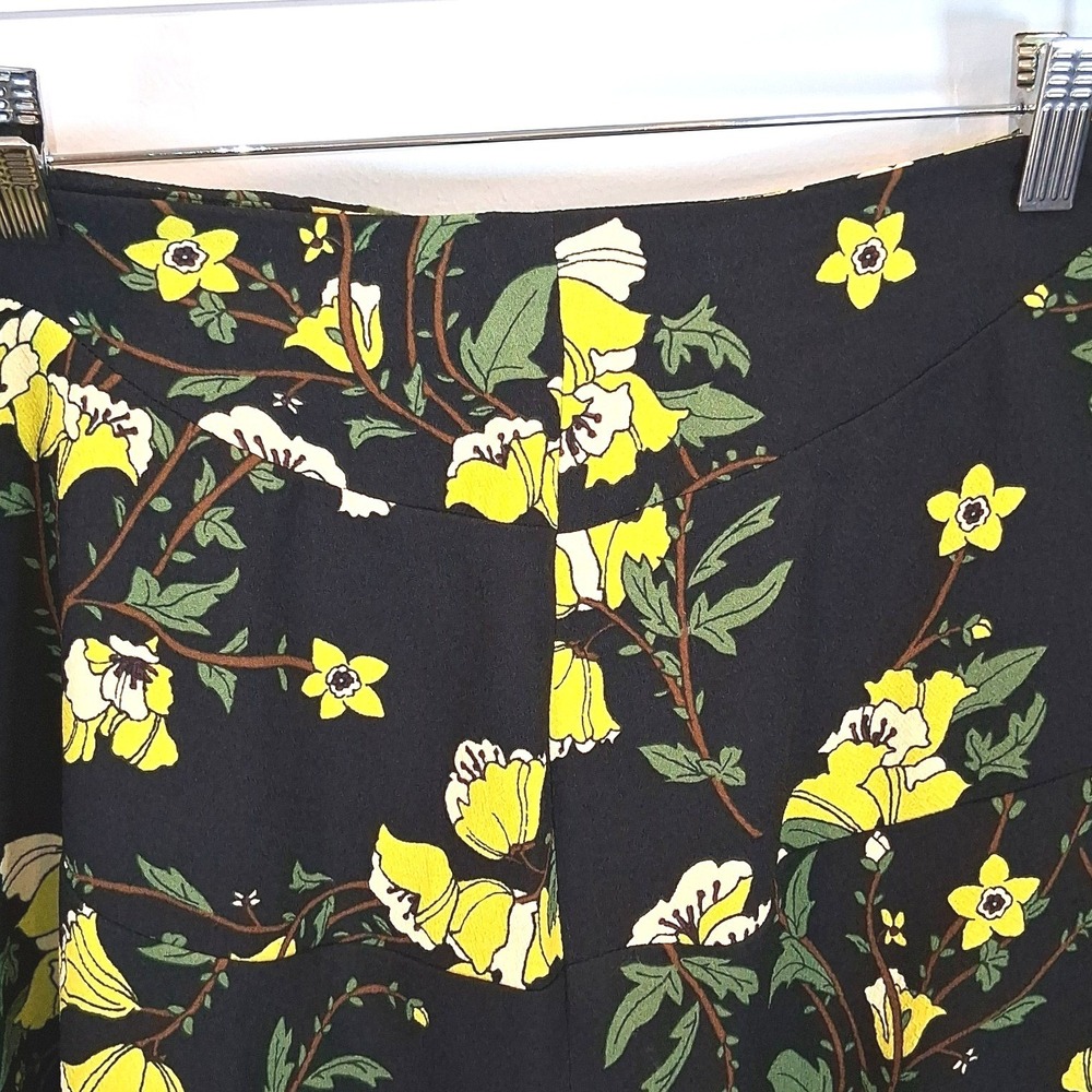 Who What Wear Black Yellow Floral Mini Skirt Sz 14 Ruffle Hem Cottagecore Spring - Picture 3 of 9